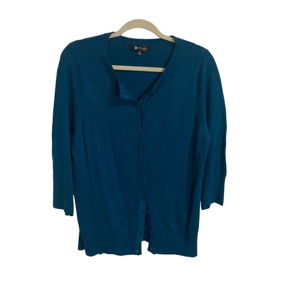 ye Mak academia preppy office careerwear layering cozycore teal cardigan size 3X